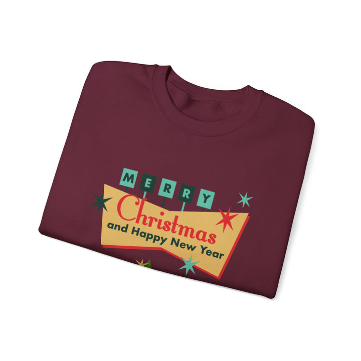 Christmas Crewneck Sweatshirt - "Merry Christmas and Happy New Year" Retro Holiday Design