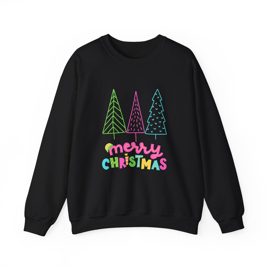 Christmas Crewneck Sweatshirt — Pastel 'Merry Christmas' Trees