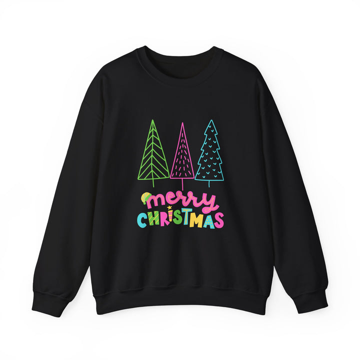 Christmas Crewneck Sweatshirt — Pastel 'Merry Christmas' Trees