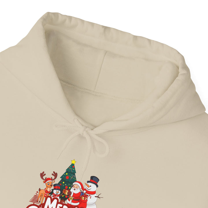 Christmas Crew Hoodie - 'Merry Christmas' Santa & Snowman Holiday Sweatshirt