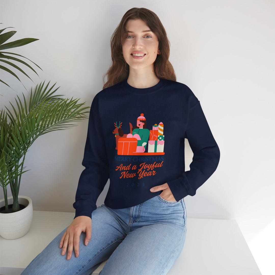 Christmas Crewneck Sweatshirt - "Merry Christmas and a Joyful New Year 2025" Holiday Sweatshirt