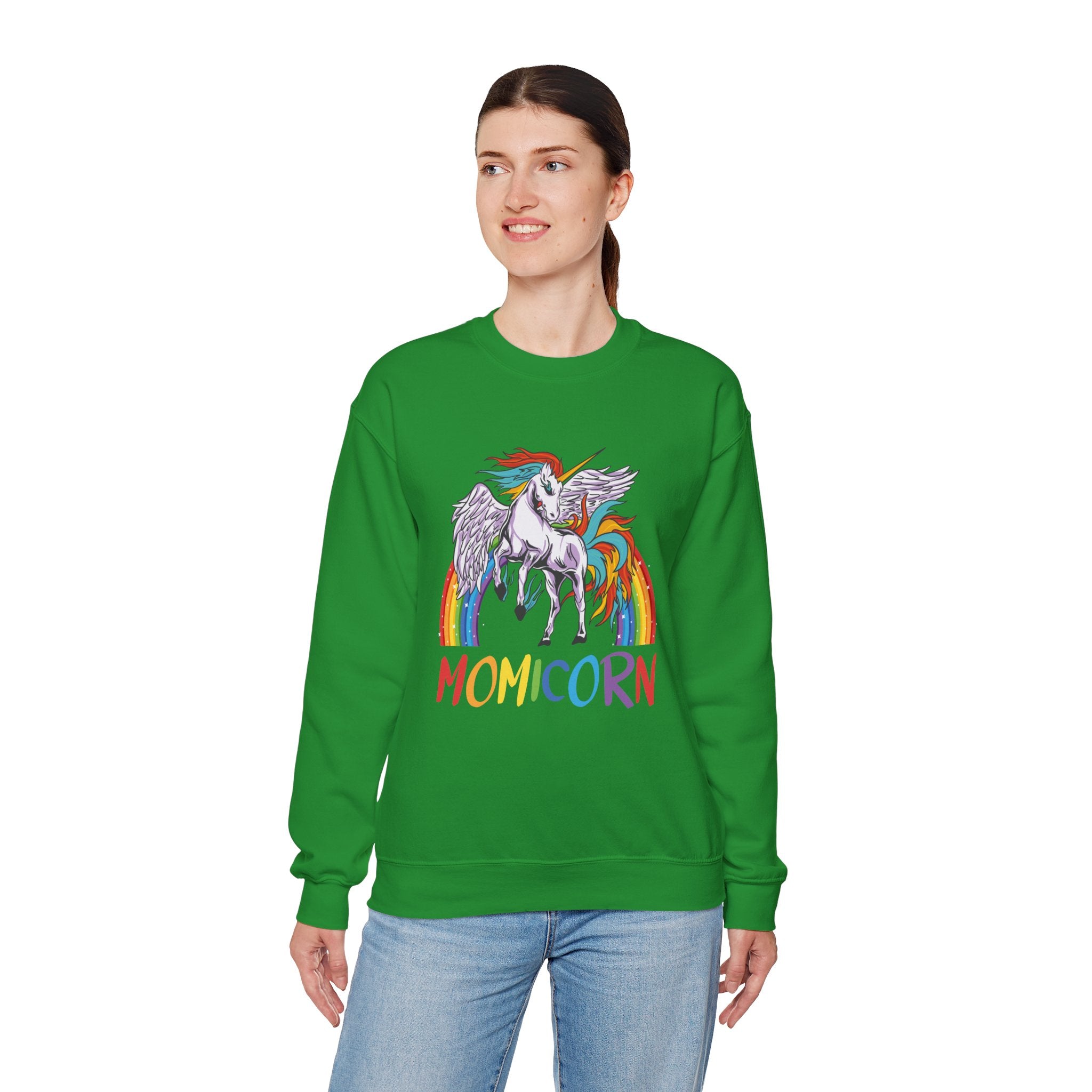 Mom Sweatshirt - Colorful MOMICORN Design