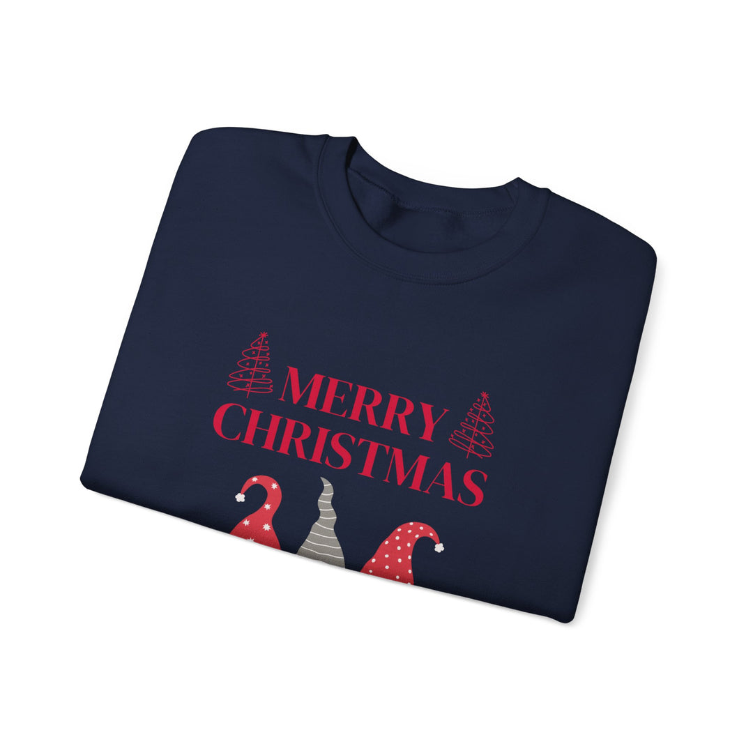 Christmas Gnome Crewneck Sweatshirt - "Merry Christmas and Happy New Year" Holiday Sweatshirt