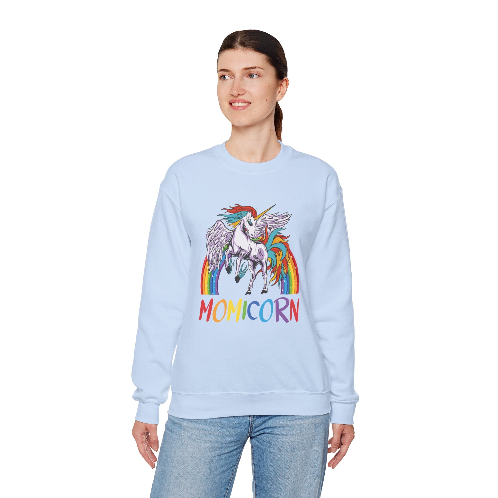 Mom Sweatshirt - Colorful MOMICORN Design