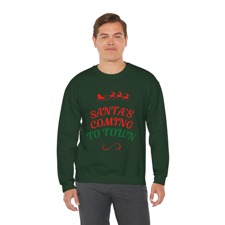 Christmas Sweatshirt — "Santa's Coming to Town" Festive Crewneck