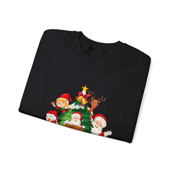 Christmas Crewneck Sweatshirt – Cute Santa & Elves "Merry Christmas" Holiday Pullover