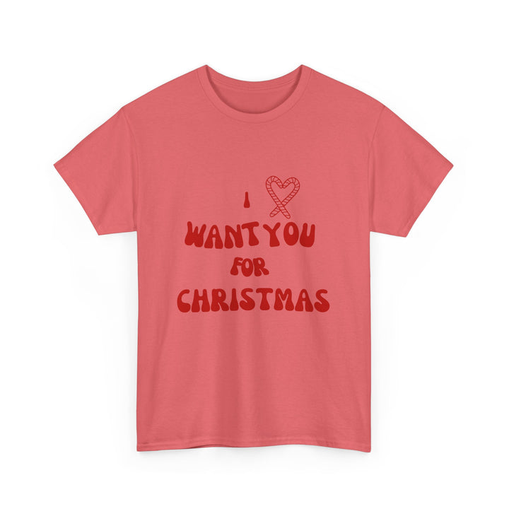 Unisex Heavy Cotton Tee - "I ❤️ Want You for Christmas", Unisex T-shirt