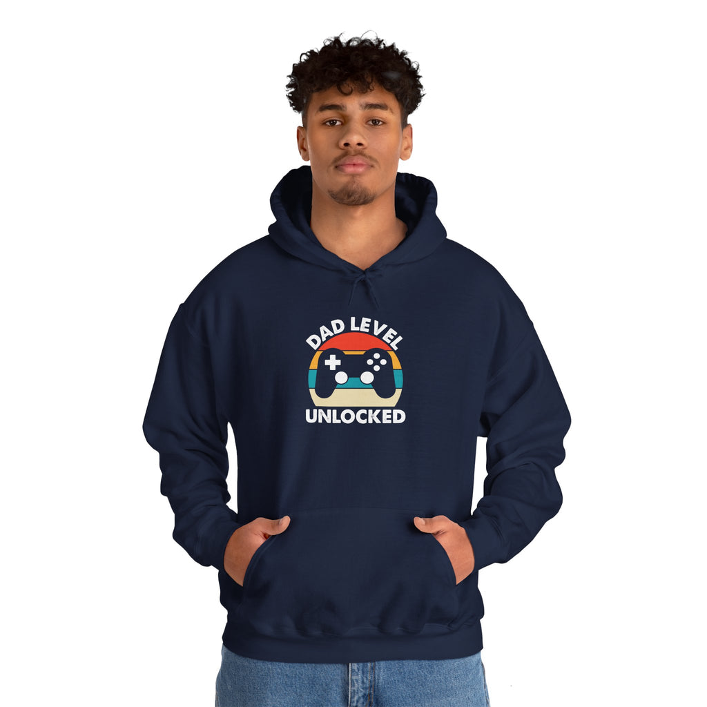 Dad’s Hooded Sweatshirt – Dad Level Unlocked Design