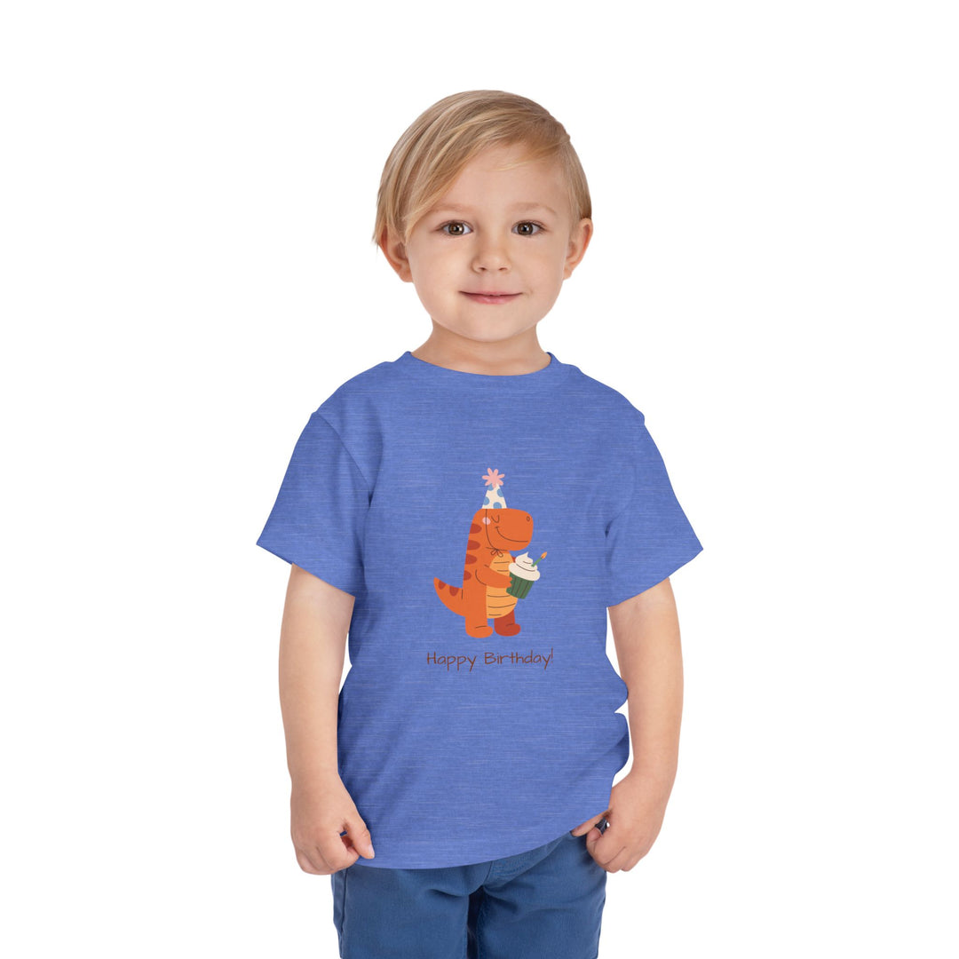 Toddler Tee — Cute Birthday Dinosaur "Happy Birthday" Shirt