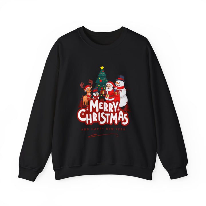 Christmas Crewneck Sweatshirt — 'Merry Christmas' Festive Holiday Sweatshirt with Santa, Reindeer & Snowman