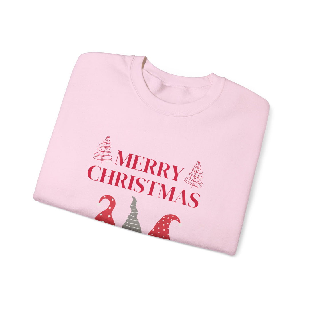 Christmas Gnome Crewneck Sweatshirt - "Merry Christmas and Happy New Year" Holiday Sweatshirt