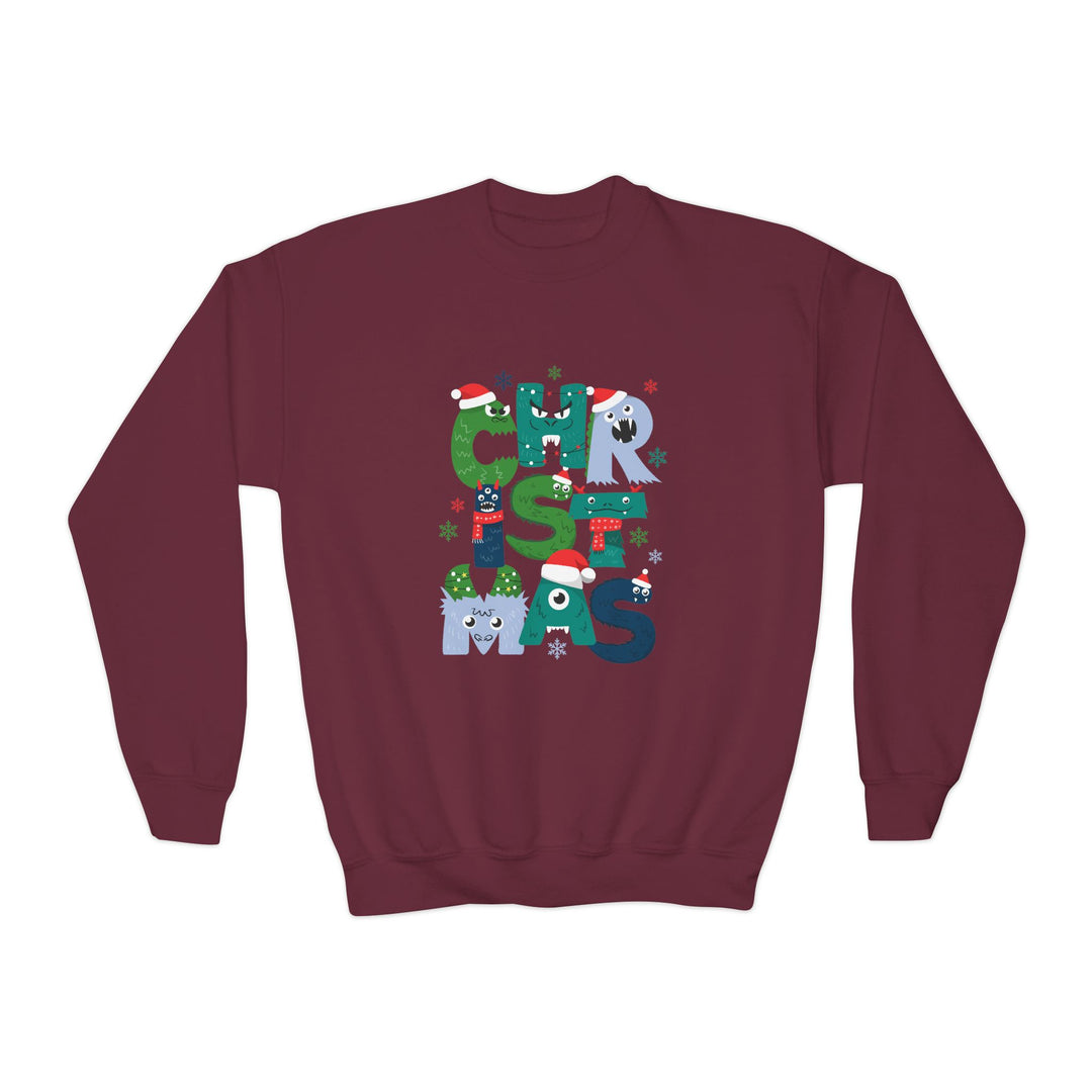Kids Christmas Crewneck Sweatshirt – Colorful Holiday 'CHRISTMAS' Letter Design