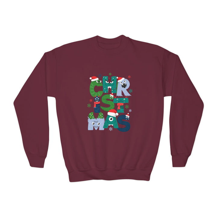 Kids Christmas Crewneck Sweatshirt – Colorful Holiday 'CHRISTMAS' Letter Design