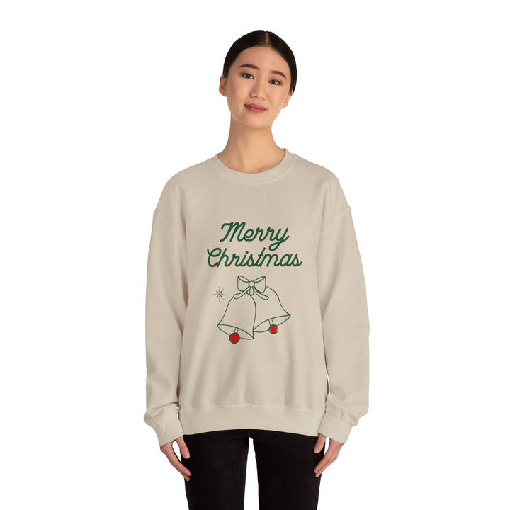 Christmas Crewneck Sweatshirt — “Merry Christmas” Bells Holiday Pullover