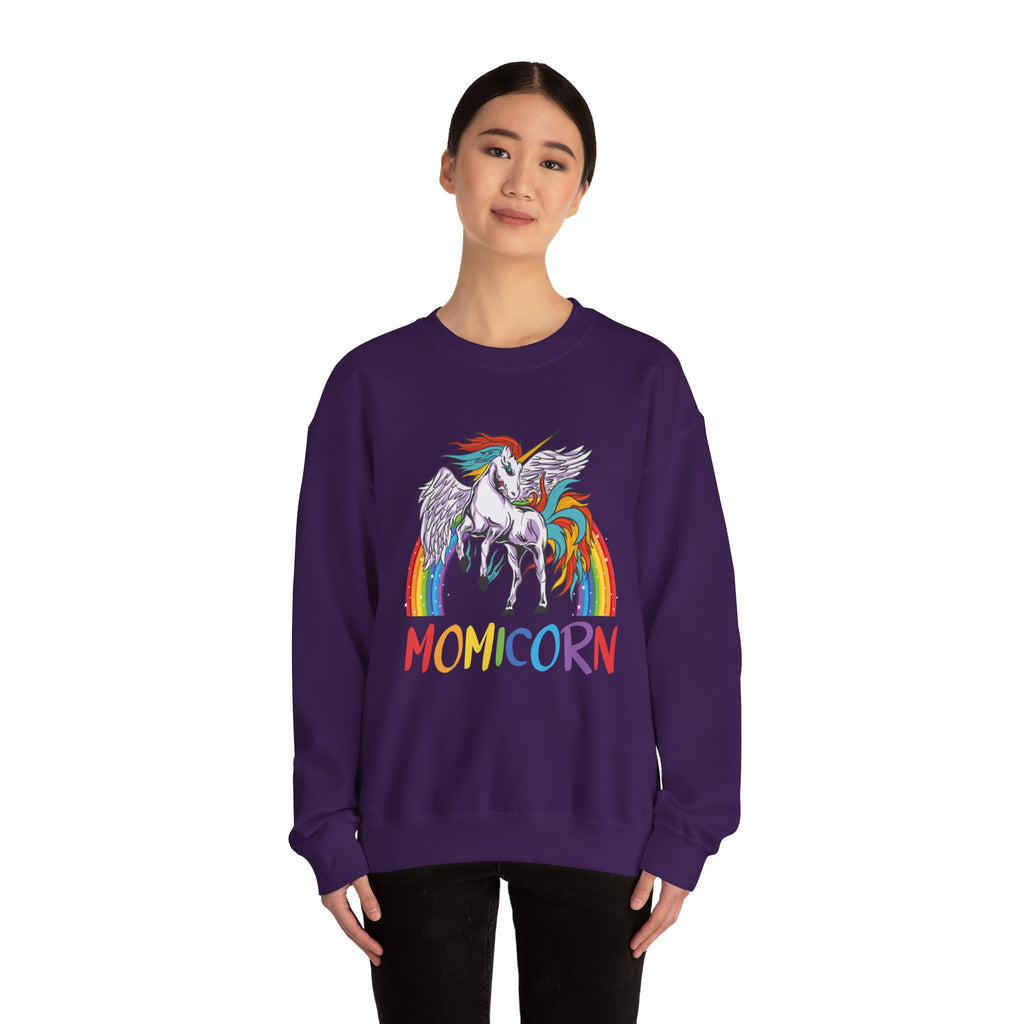Mom Sweatshirt - Colorful MOMICORN Design