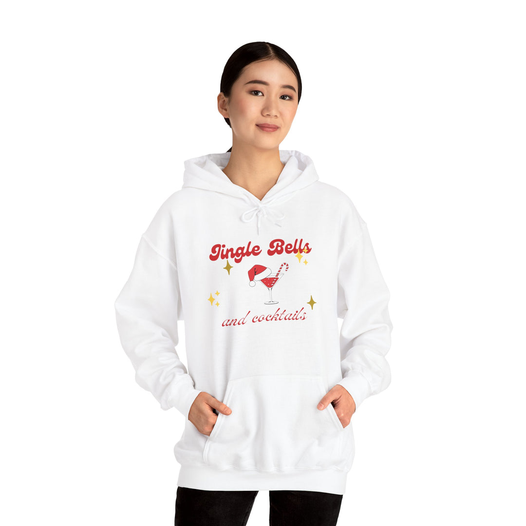 Jingle Bells and Cocktails Hoodie - Festive Unisex Heavy Blend Sweatshirt