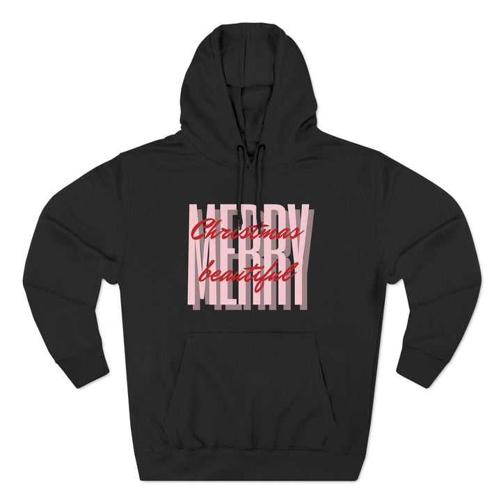 Three-Panel Fleece Hoodie, Merry Hoodie, Holiday Hoodie, Christmas Hoodie, Unisex Hoodie