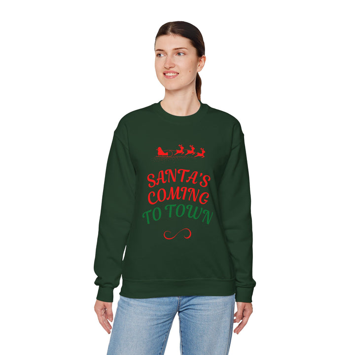 Christmas Sweatshirt — "Santa's Coming to Town" Festive Crewneck