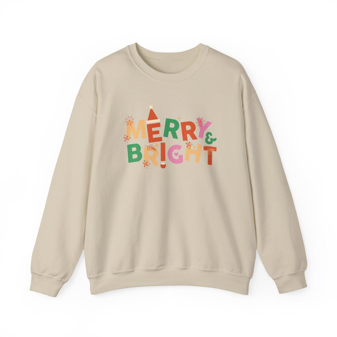 Merry & Bright Crewneck Sweatshirt — Colorful Holiday Christmas Sweater