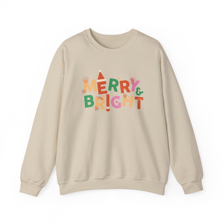 Merry & Bright Crewneck Sweatshirt — Colorful Holiday Christmas Sweater