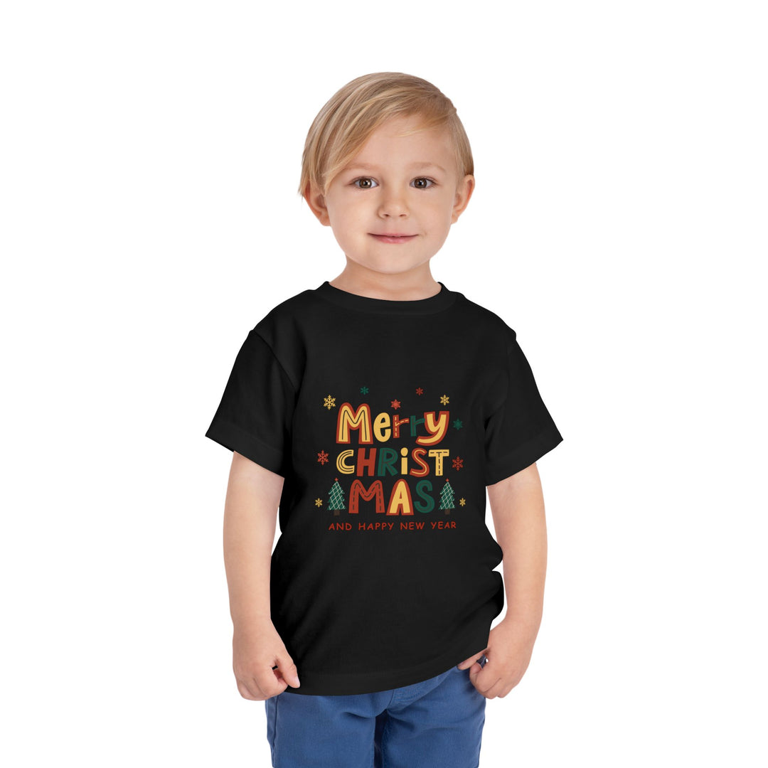 Toddler Christmas Tee — "Merry Christmas and Happy New Year" Holiday Shirt