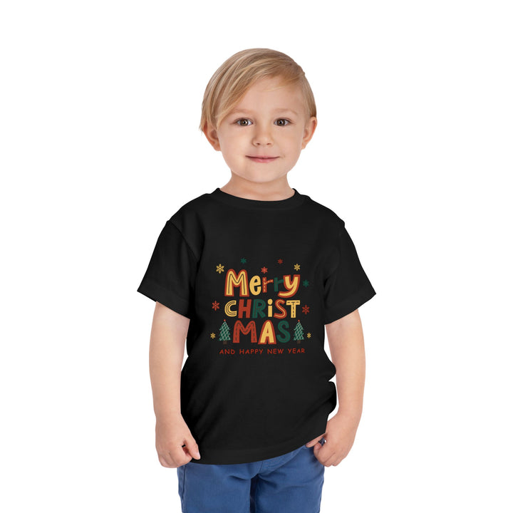 Toddler Christmas Tee — "Merry Christmas and Happy New Year" Holiday Shirt