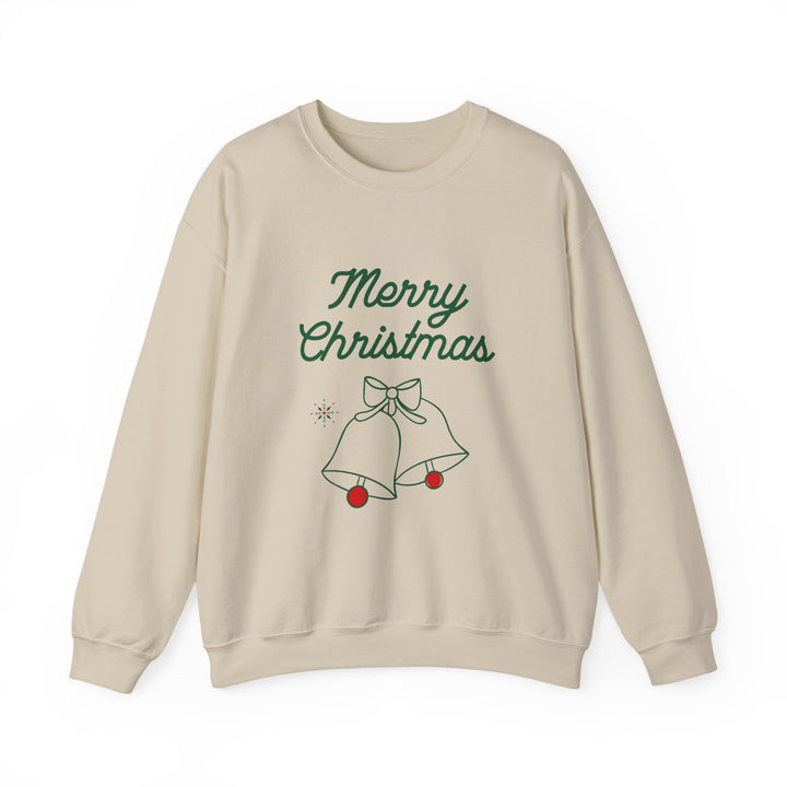 Christmas Crewneck Sweatshirt — “Merry Christmas” Bells Holiday Pullover