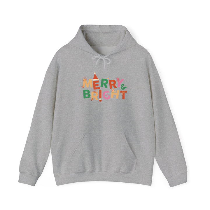 Merry & Bright Holiday Hoodie — Colorful Christmas Graphic Sweatshirt