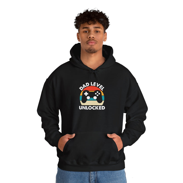 Dad’s Hooded Sweatshirt – Dad Level Unlocked Design