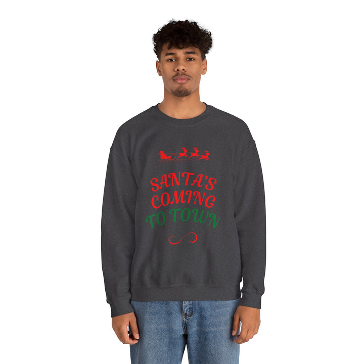 Christmas Sweatshirt — "Santa's Coming to Town" Festive Crewneck