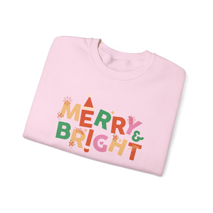 Merry & Bright Crewneck Sweatshirt — Colorful Holiday Christmas Sweater