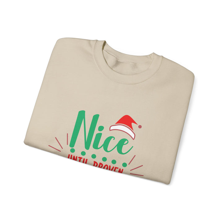 Christmas Sweatshirt “Nice Until Proven Naughty” Holiday Crewneck