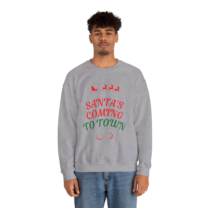 Christmas Sweatshirt — "Santa's Coming to Town" Festive Crewneck