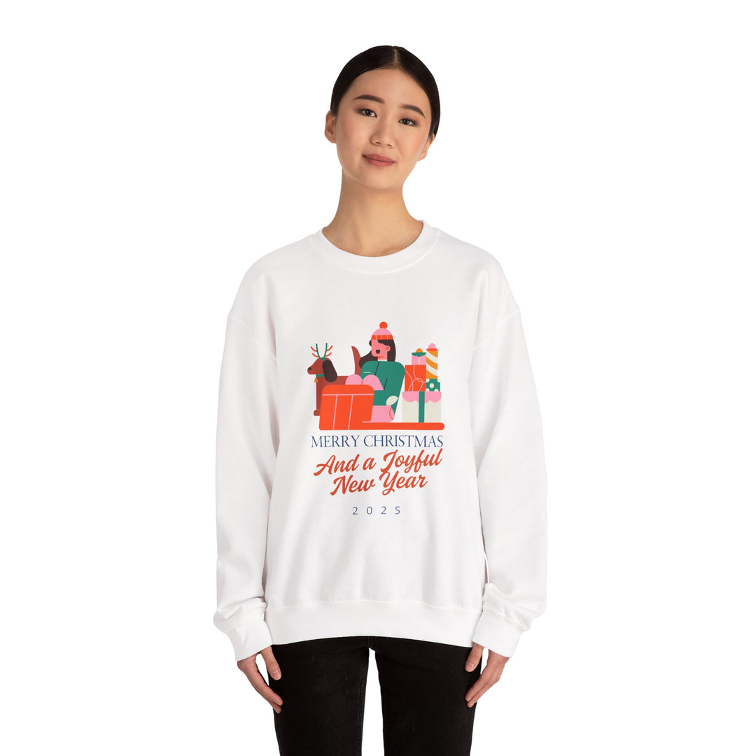 Christmas Crewneck Sweatshirt - "Merry Christmas and a Joyful New Year 2025" Holiday Sweatshirt