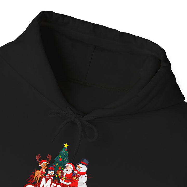 Christmas Crew Hoodie - 'Merry Christmas' Santa & Snowman Holiday Sweatshirt