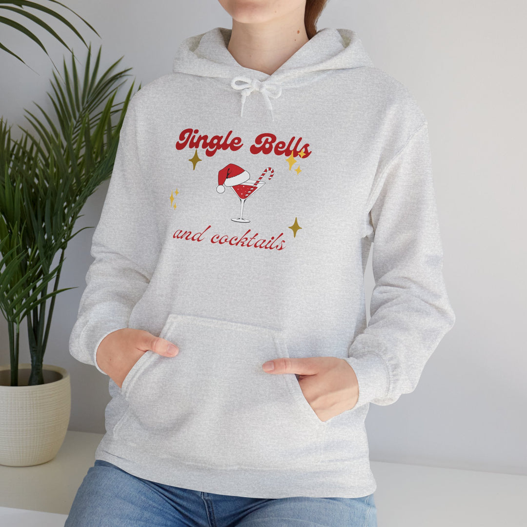 Jingle Bells and Cocktails Hoodie - Festive Unisex Heavy Blend Sweatshirt