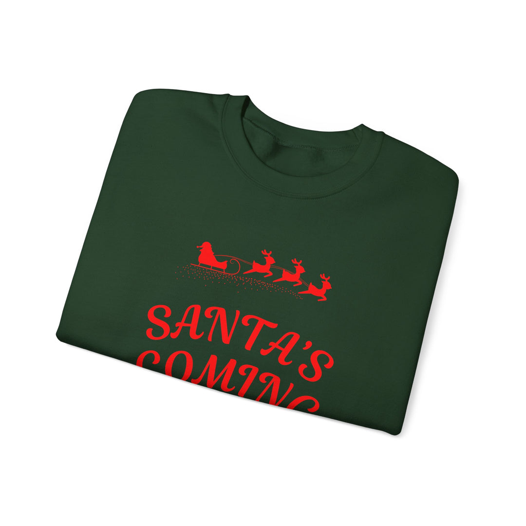 Christmas Sweatshirt — "Santa's Coming to Town" Festive Crewneck