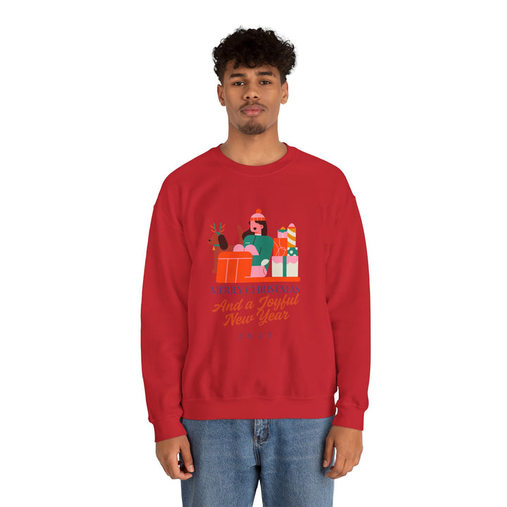 Christmas Crewneck Sweatshirt - "Merry Christmas and a Joyful New Year 2025" Holiday Sweatshirt
