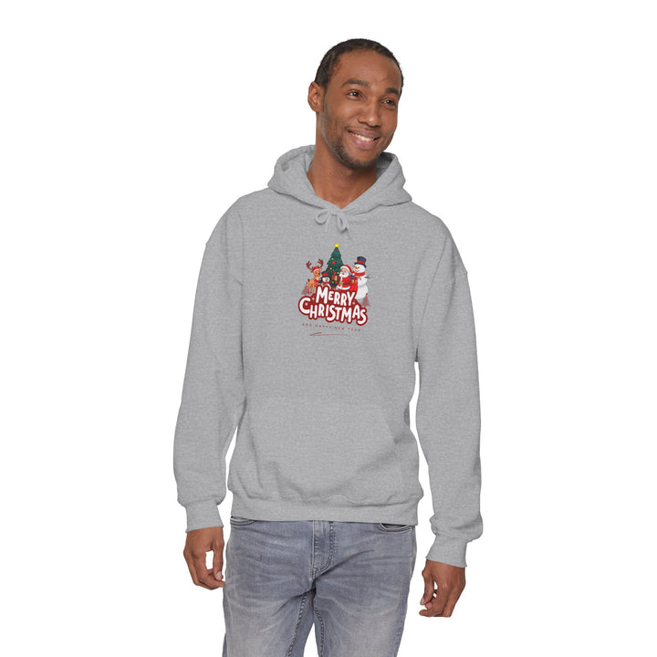 Christmas Crew Hoodie - 'Merry Christmas' Santa & Snowman Holiday Sweatshirt