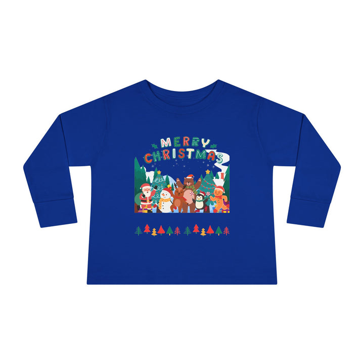 Merry Christmas Toddler Long Sleeve Tee — Cute Holiday Animal Friends