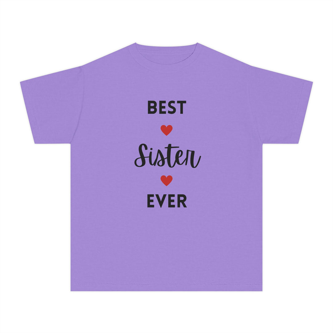 Best Sister Ever Youth Tee — Kids' Yellow 'Best Sister Ever' Heart T‑Shirt