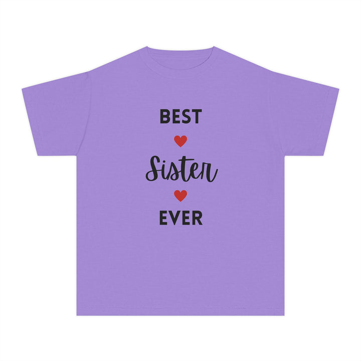 Best Sister Ever Youth Tee — Kids' Yellow 'Best Sister Ever' Heart T‑Shirt