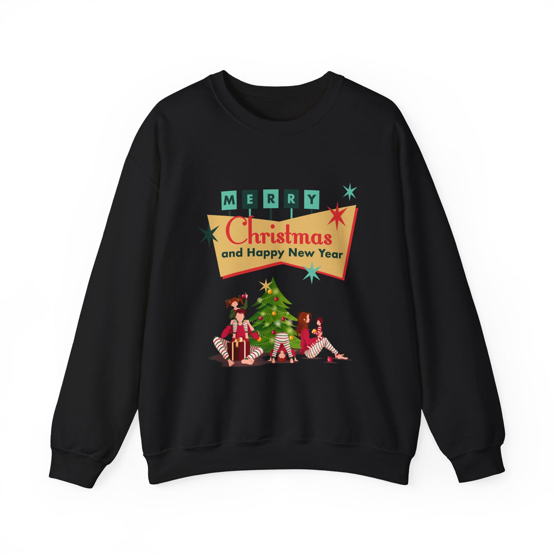 Christmas Crewneck Sweatshirt - "Merry Christmas and Happy New Year" Retro Holiday Design
