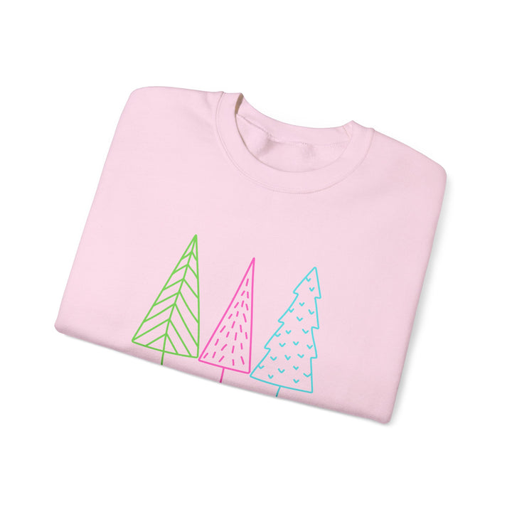 Christmas Crewneck Sweatshirt — Pastel 'Merry Christmas' Trees