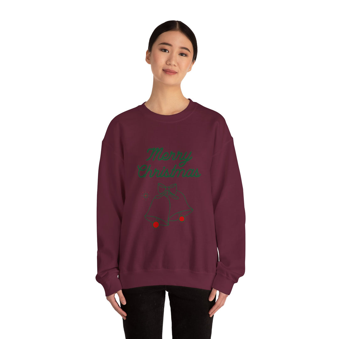 Christmas Crewneck Sweatshirt — “Merry Christmas” Bells Holiday Pullover