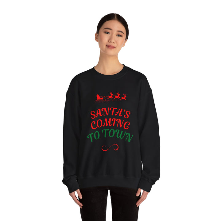 Christmas Sweatshirt — "Santa's Coming to Town" Festive Crewneck