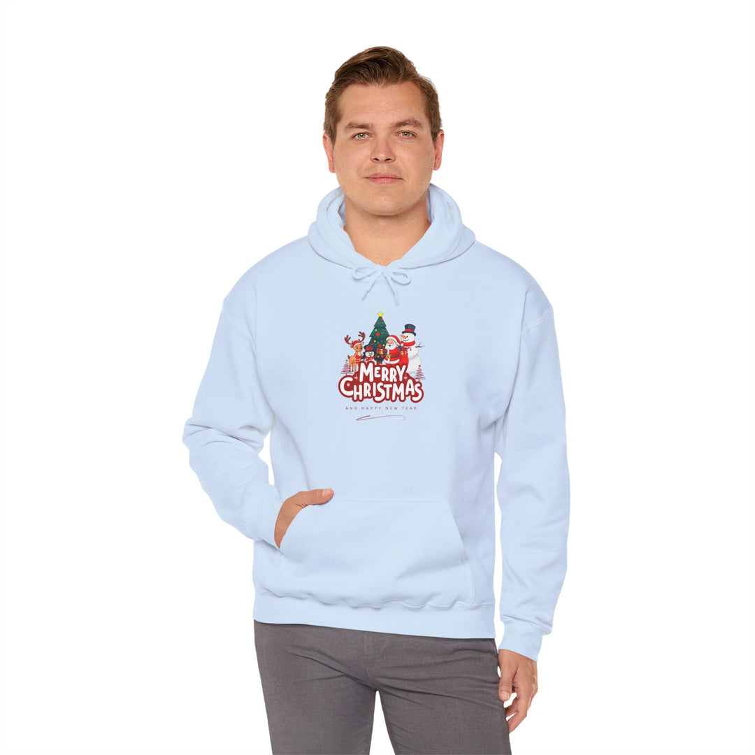Christmas Crew Hoodie - 'Merry Christmas' Santa & Snowman Holiday Sweatshirt