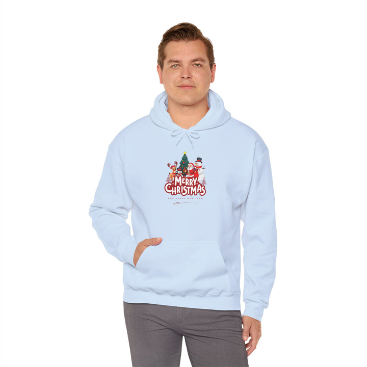 Christmas Crew Hoodie - 'Merry Christmas' Santa & Snowman Holiday Sweatshirt