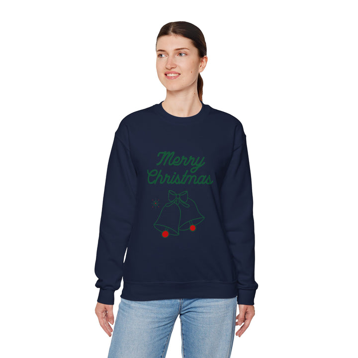 Christmas Crewneck Sweatshirt — “Merry Christmas” Bells Holiday Pullover