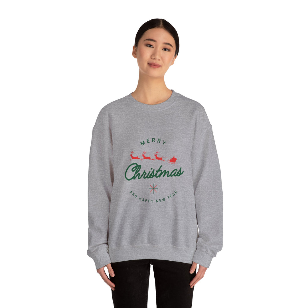 Christmas Crewneck Sweatshirt - 'Merry Christmas' Santa Sleigh Holiday Sweatshirt